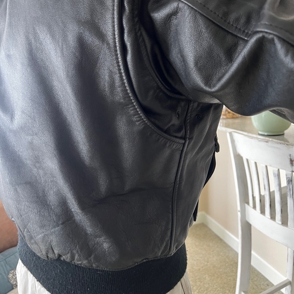 Leather Aviation Bomber Jacket - Picture 7 of 9